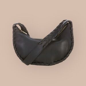 NWT Jules Kae Black Zola‎ Large Crossbody Bag Braided Strap. Vegan Leather Gift
